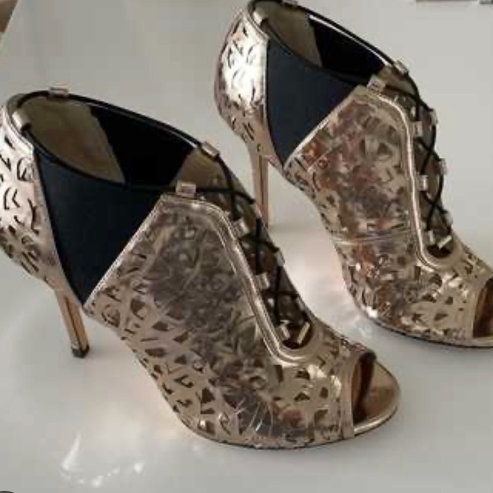 Jimmy Choo Gold Laser Cut Booties